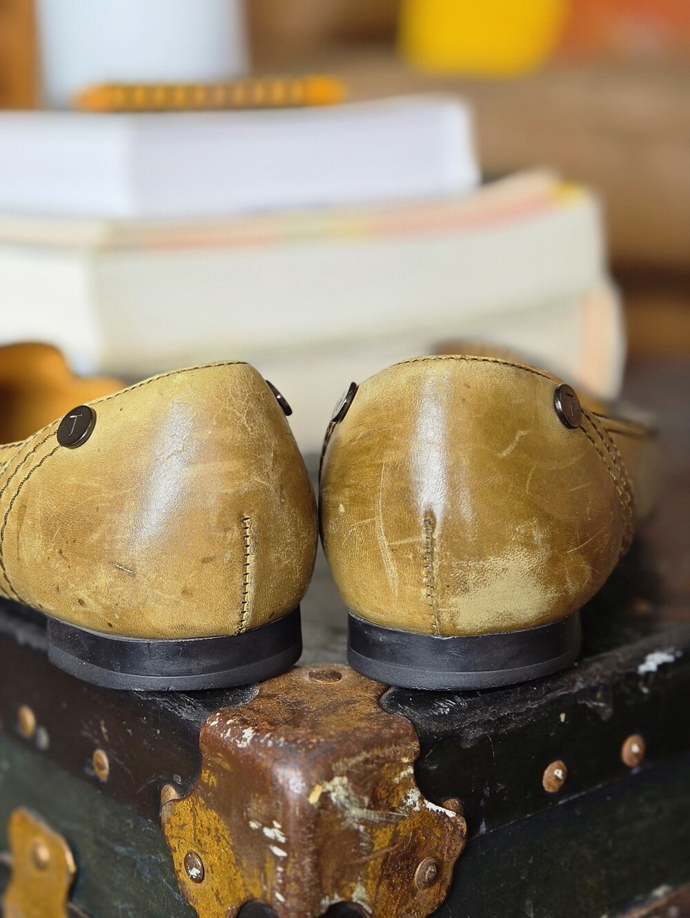 TOD'S Olive Green Leather Square Toe Slip-On Moccasin Loafers - Picture 6 of 10